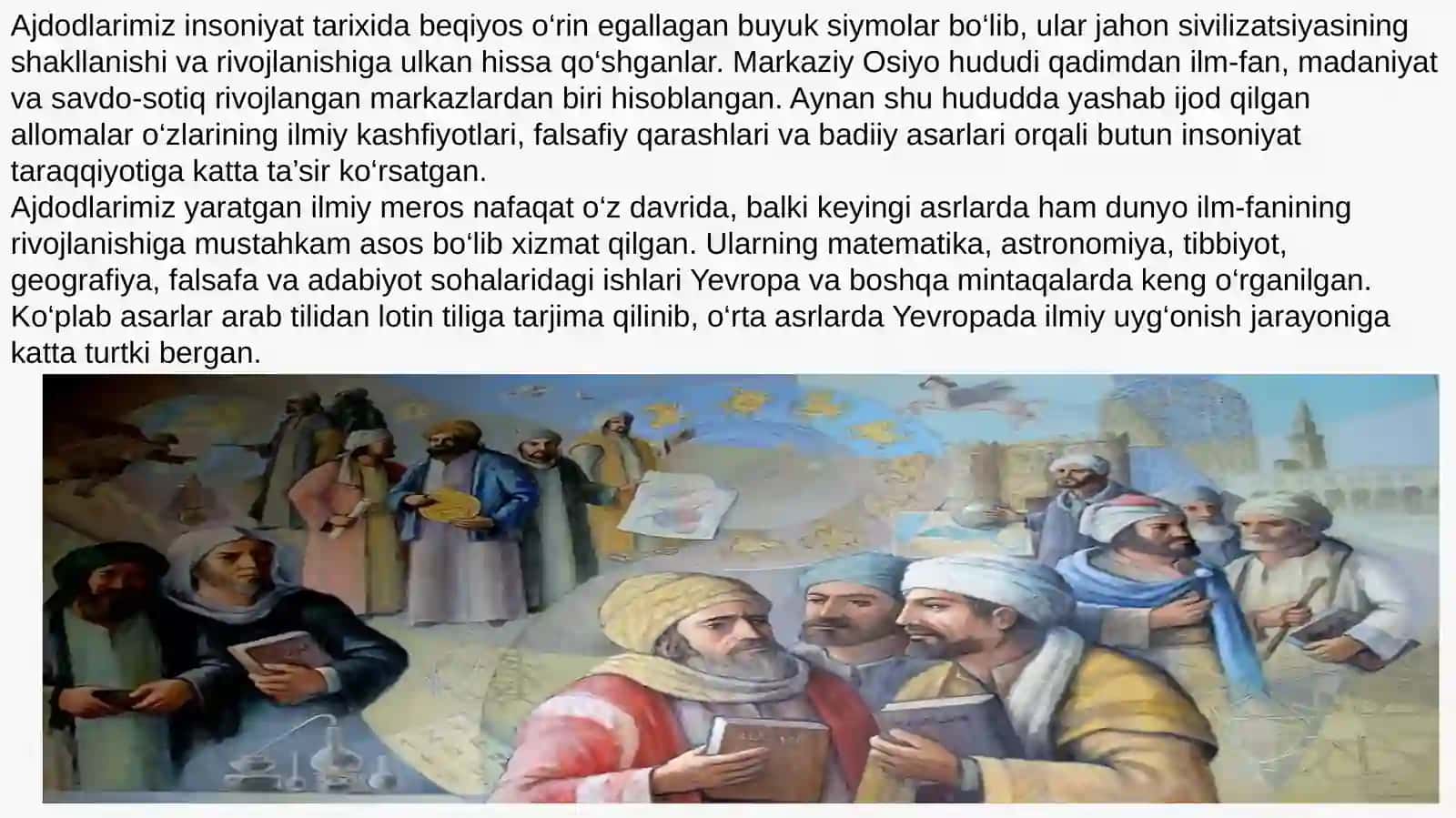 Ajdodlarimizning jahon sivilizatsiyasi rivojiga qoshgan hissasi 3