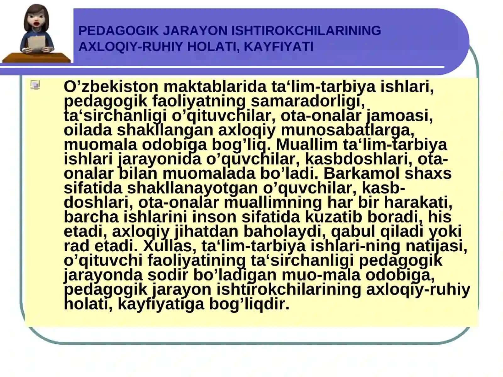 Kayfiyatni boshqarishda Pedagogik mahorat va pedagogning talabalar bilan muomala metodi 3