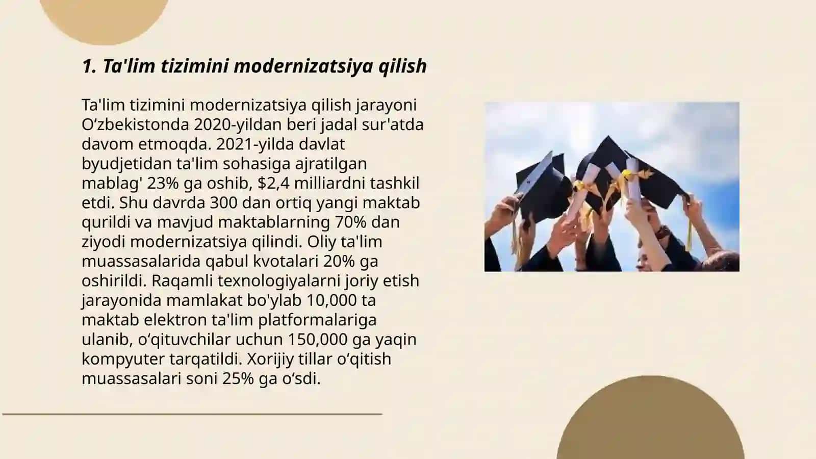 Oʻzbekiston Respublikasida taʼlim sohasida amalga oshirilayotgan islohotlar 3