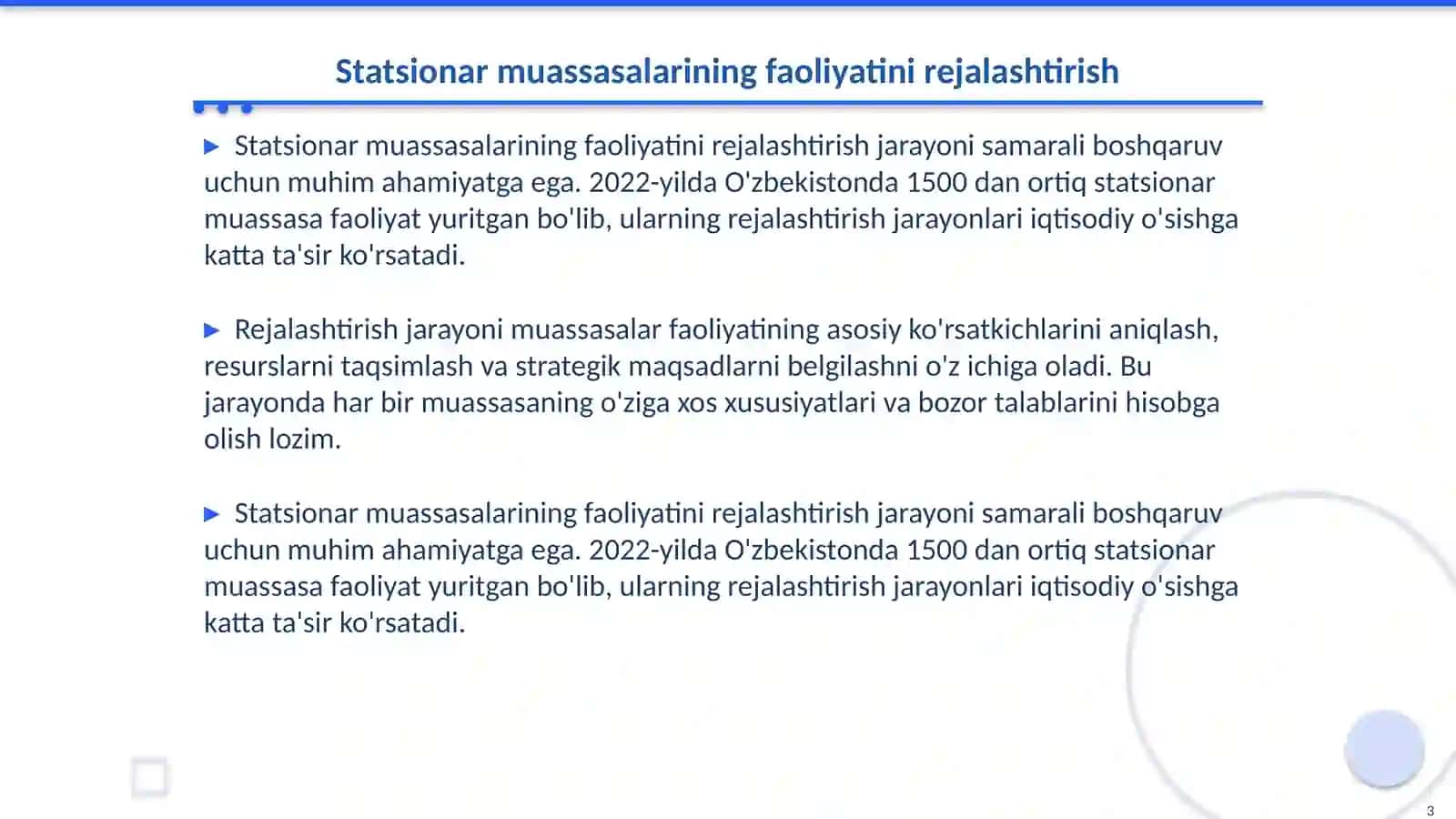 Statsionar muassasalarining ish faoliyatini tashkil qilish 3