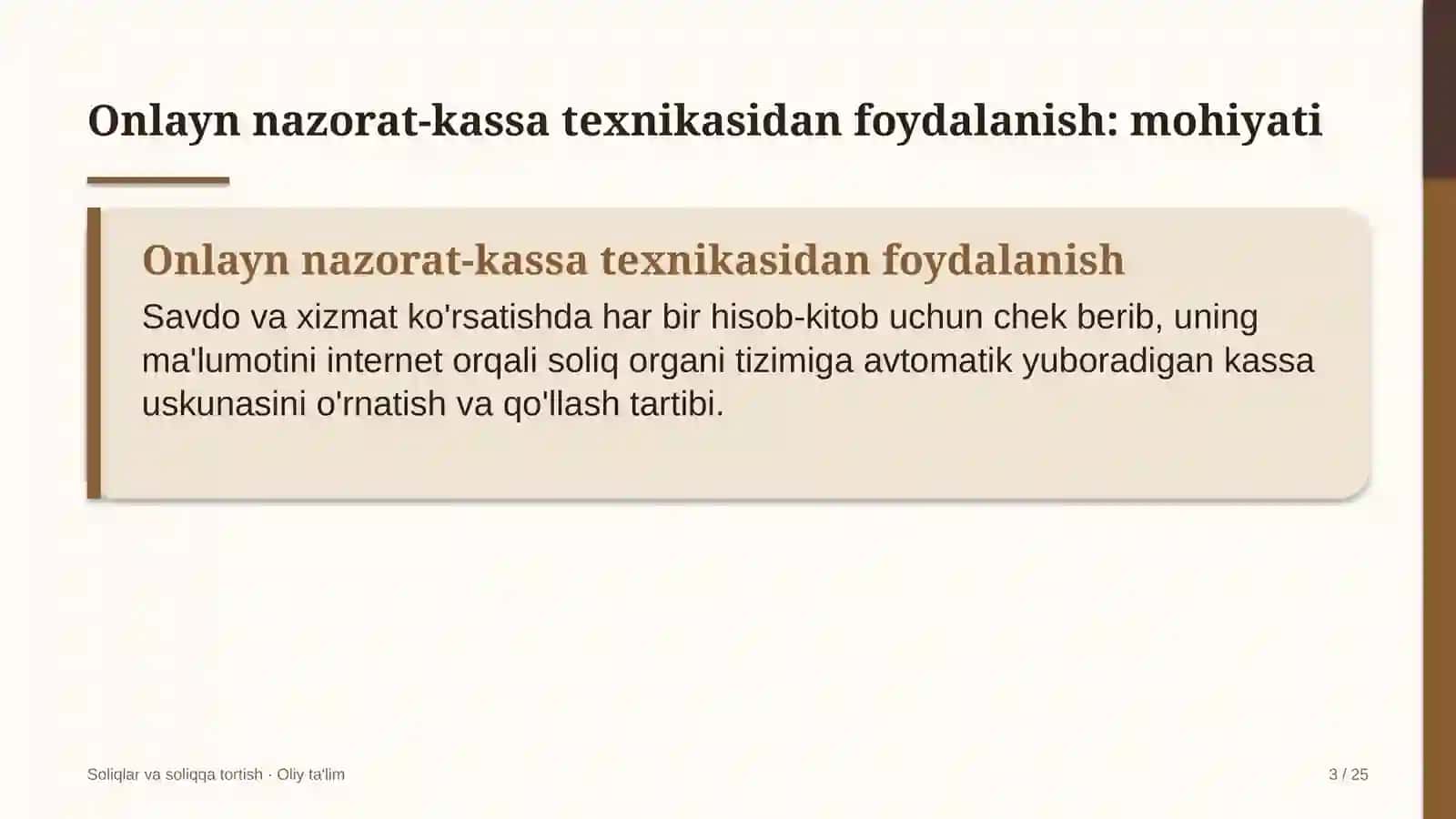 Soliqlar va soliqqa tortish · Oliy ta'lim 3