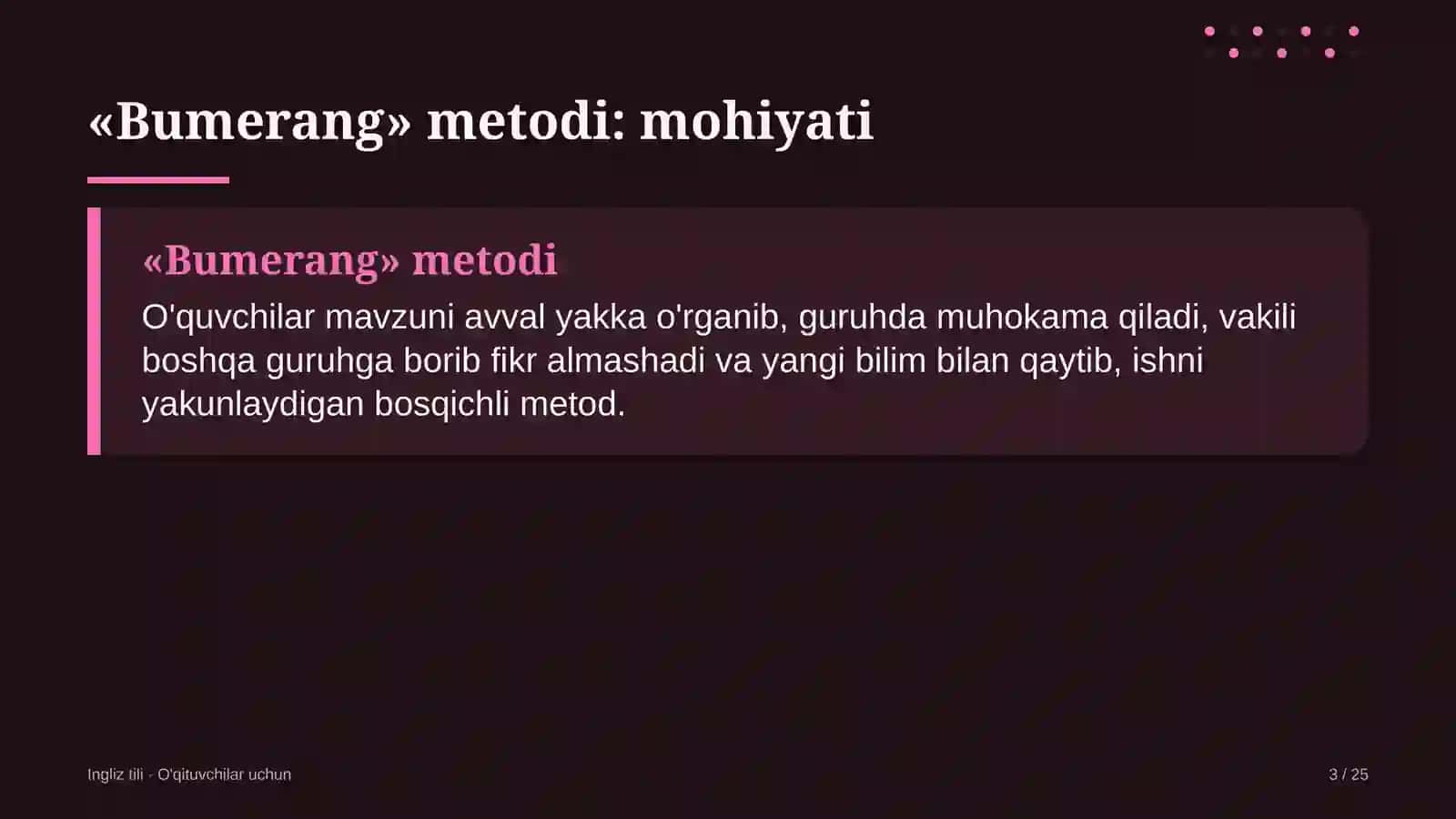 ingliz tili darslarida bumerang metodidan foydalanish 3742 3
