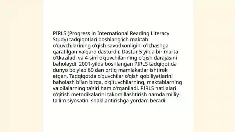 PIRLS tadqiqotlari haqida umumiy maʼlumot 3