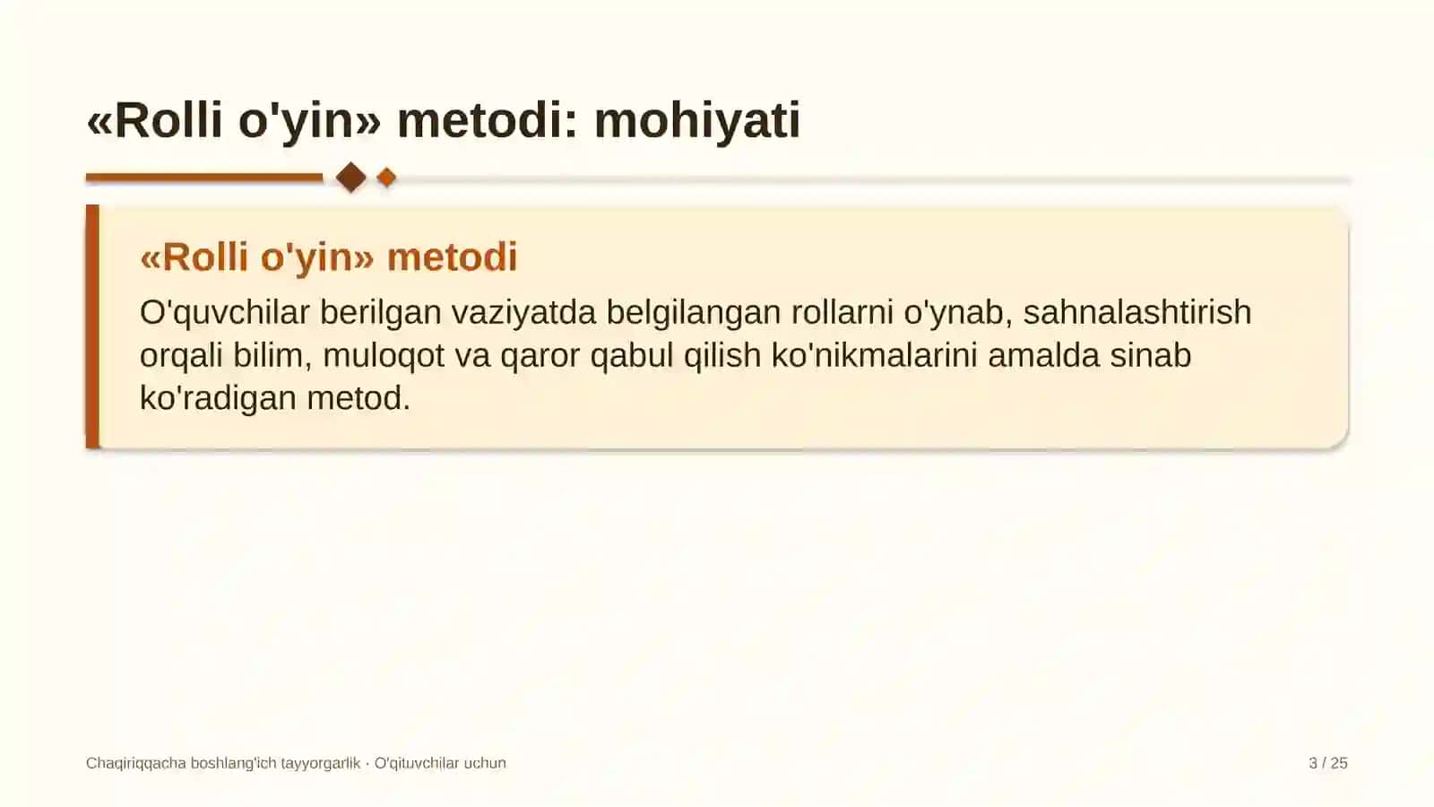 chaqiriqqacha boshlang'ich tayyorgarlik darslarida rolli o'yin metodidan foydalanish 5148 3