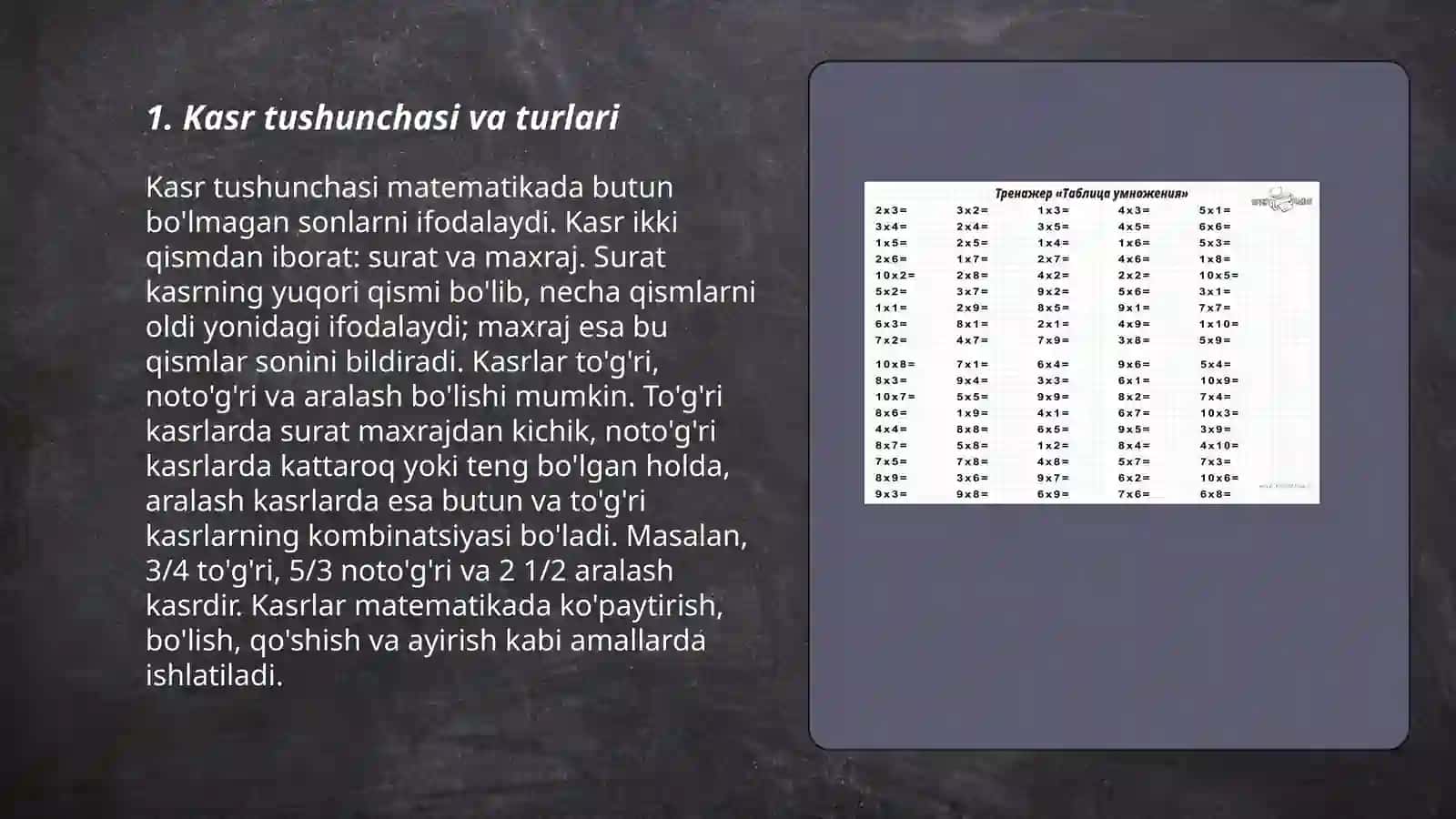 Kasrlar ustida arifmetik amallarni bajarish metodikasi 3