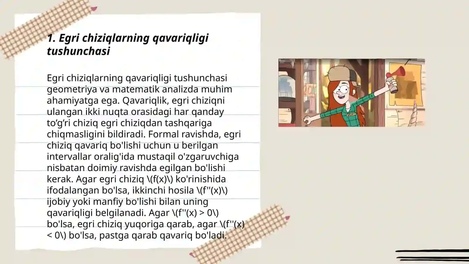 Egri chizig'ini qavariqlik joylarini tekshirish 3