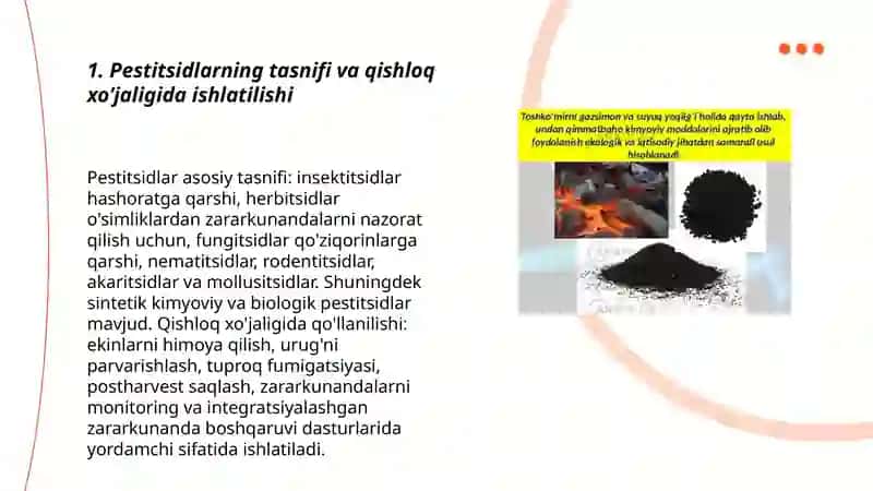 Ishlab chiqarishda va qishloq xo’jaligidagi kimyoviy zararli omillar (pestitsidlar), ularning ishchilar organizmiga ta’siri 3
