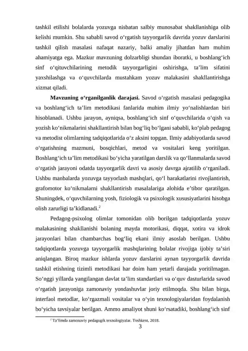 Savod o'rgatish tayyarlov davri yozuv darslarini tashkil qilish 3