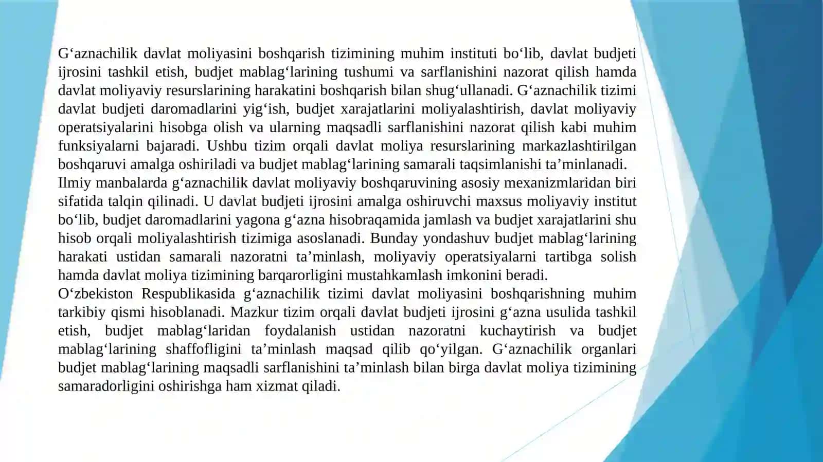 Gʻaznachilik organlari faoliyatini tashkil etish va ularning budjet tizimidagi roli 3