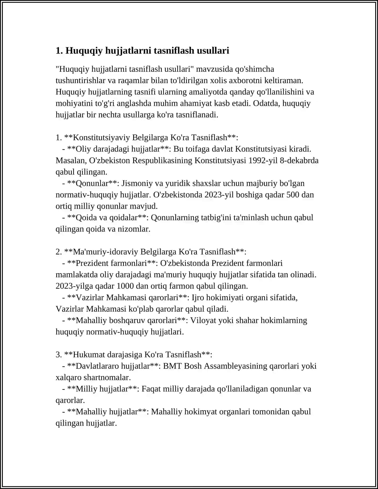 TURLI BO‘LIMLARGA OID HUJJATLARGA ISHLOV BERISH, KBK ASOSIDA KLASSIFIKATSIYALASH USULLARI 3