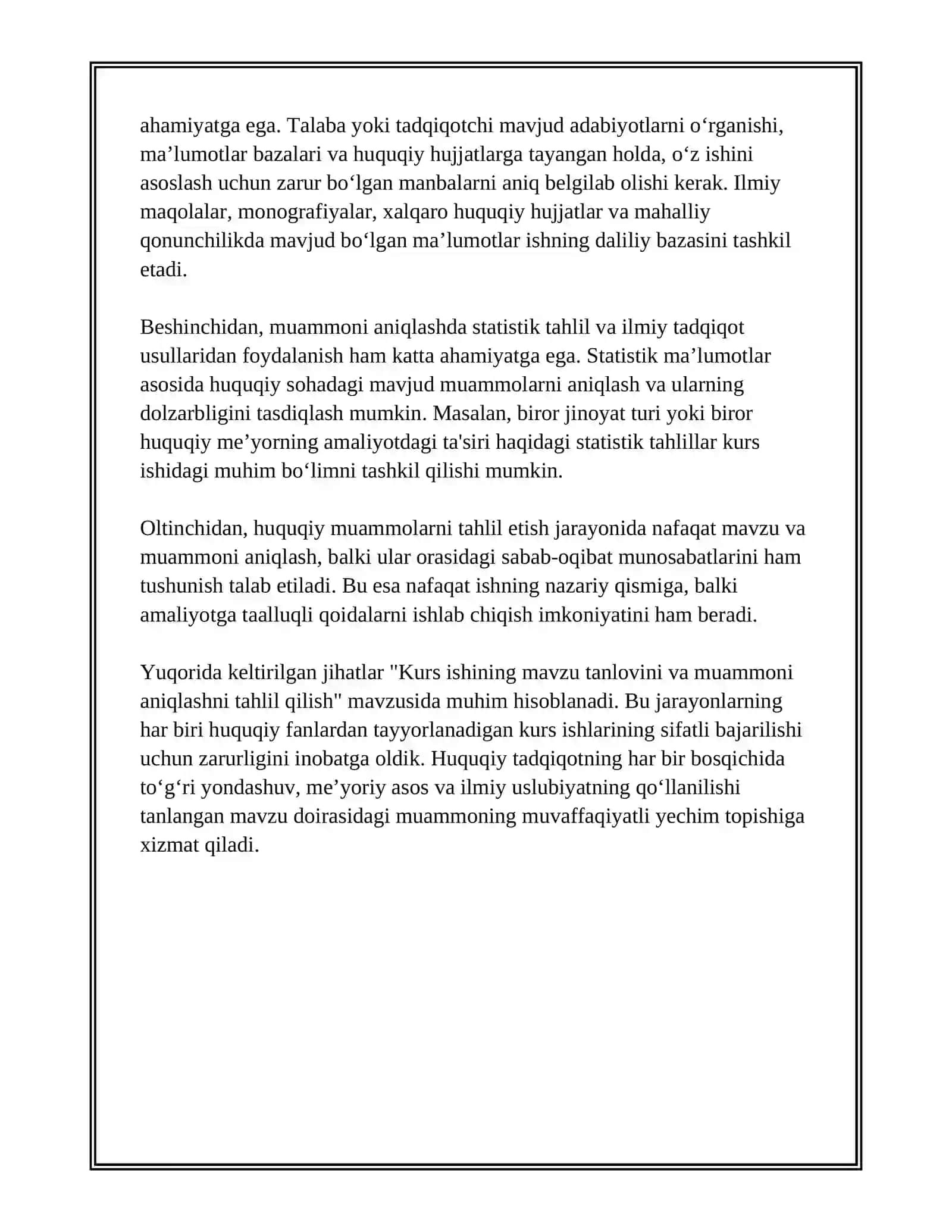HUQUQIY FANLARDAN TAYYORLANGAN KURS ISHLARINI TAHLIL QILISH 3