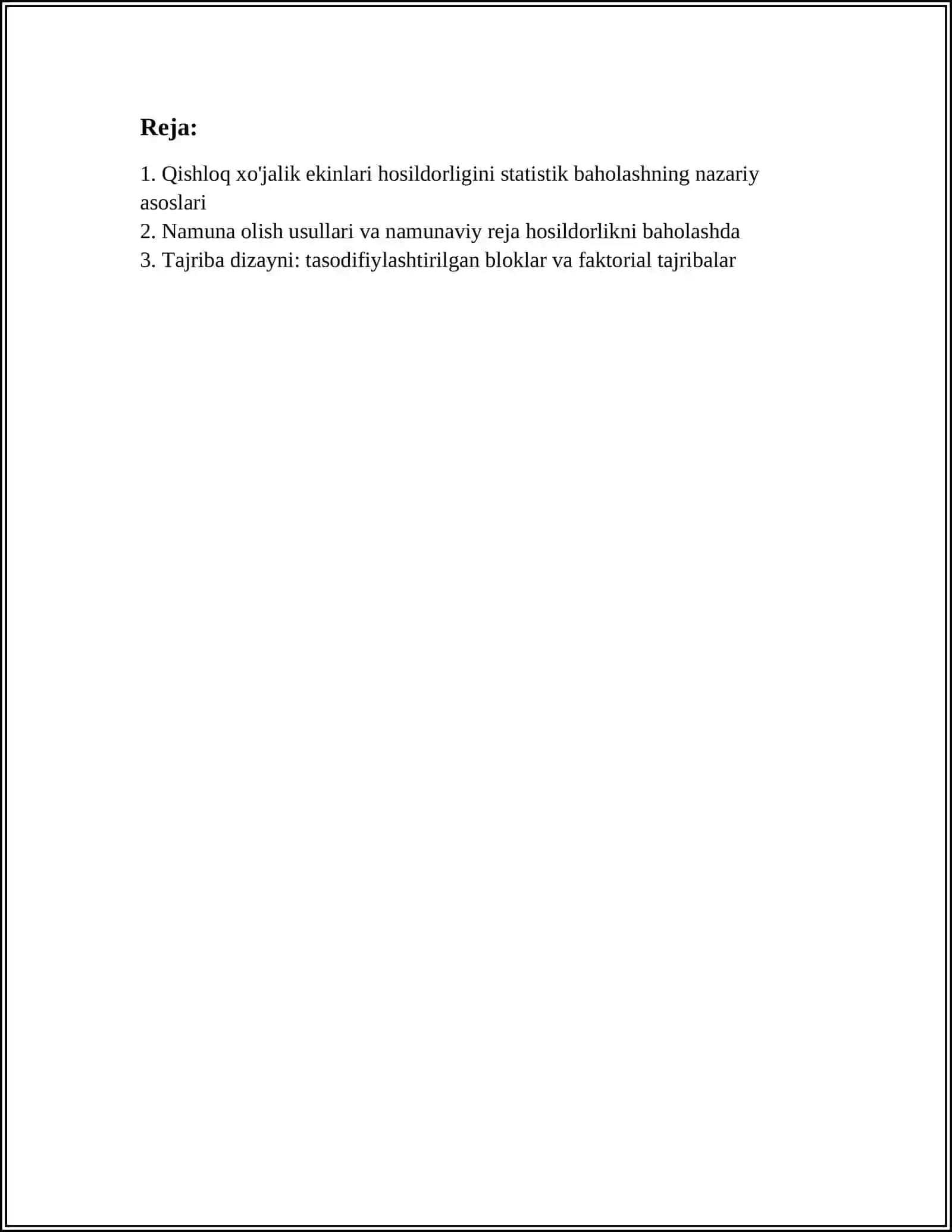 QISHLOQ HO'JALIK EKINLAR HOSILDORLIKLARIGA STATISTIK BAHO BERISH 3