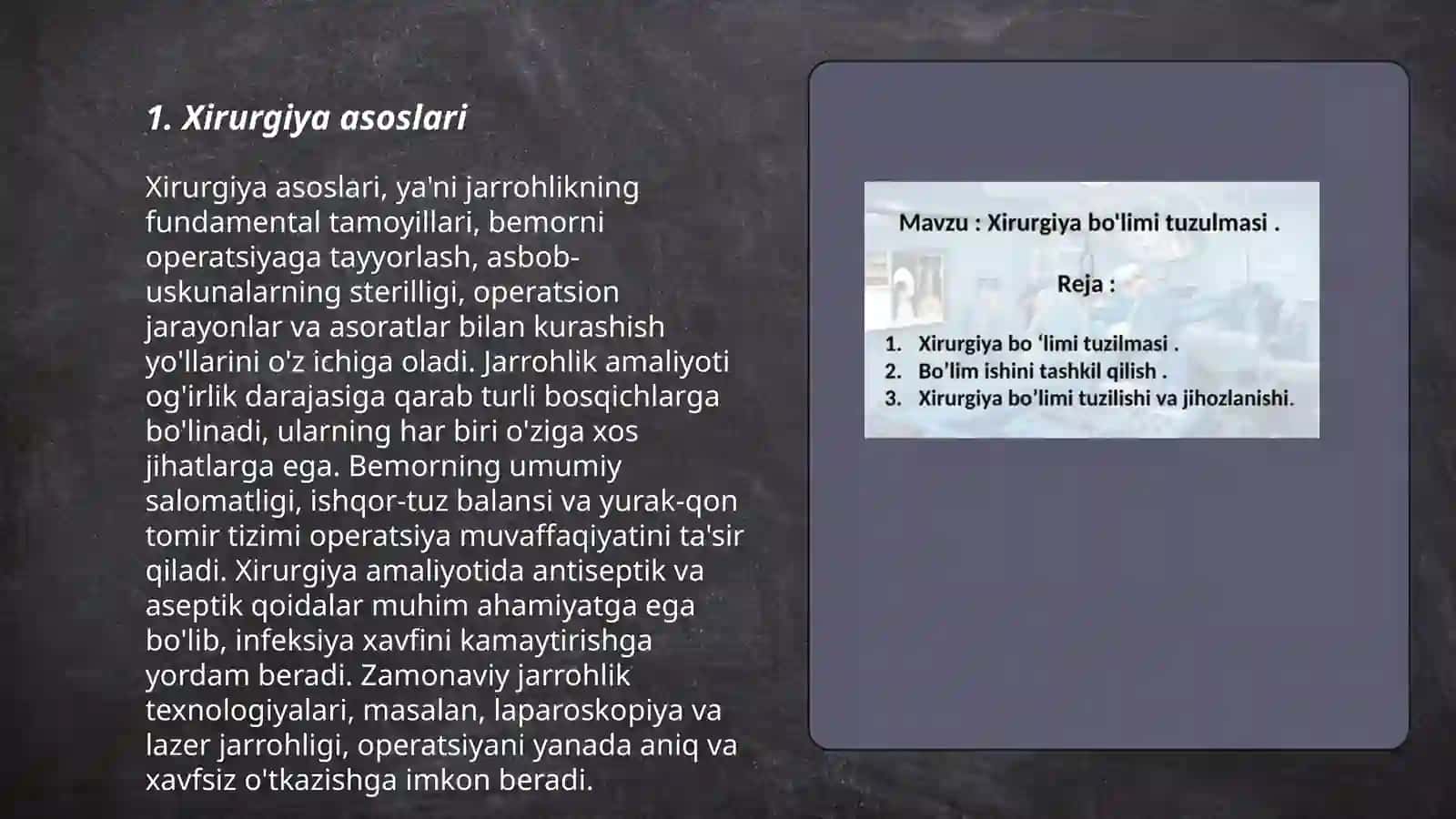 Xirurgiya boʻlimi tuzilmasi 3