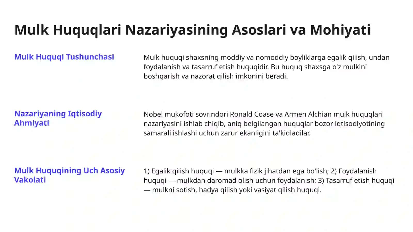 Mulk Huquqlari Nazariyasi va Mulkchilik Shakllarining Rivojlanish Evolyutsiyasi 3