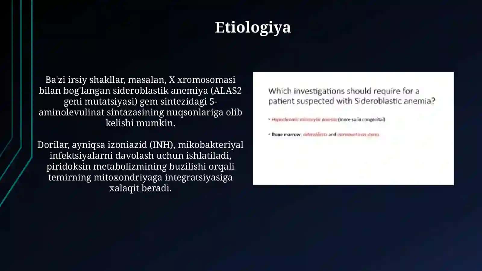 Sideroaxrestikanemiya etiologiyasi, patogenezi, klinikasi va diagnostikasi 3