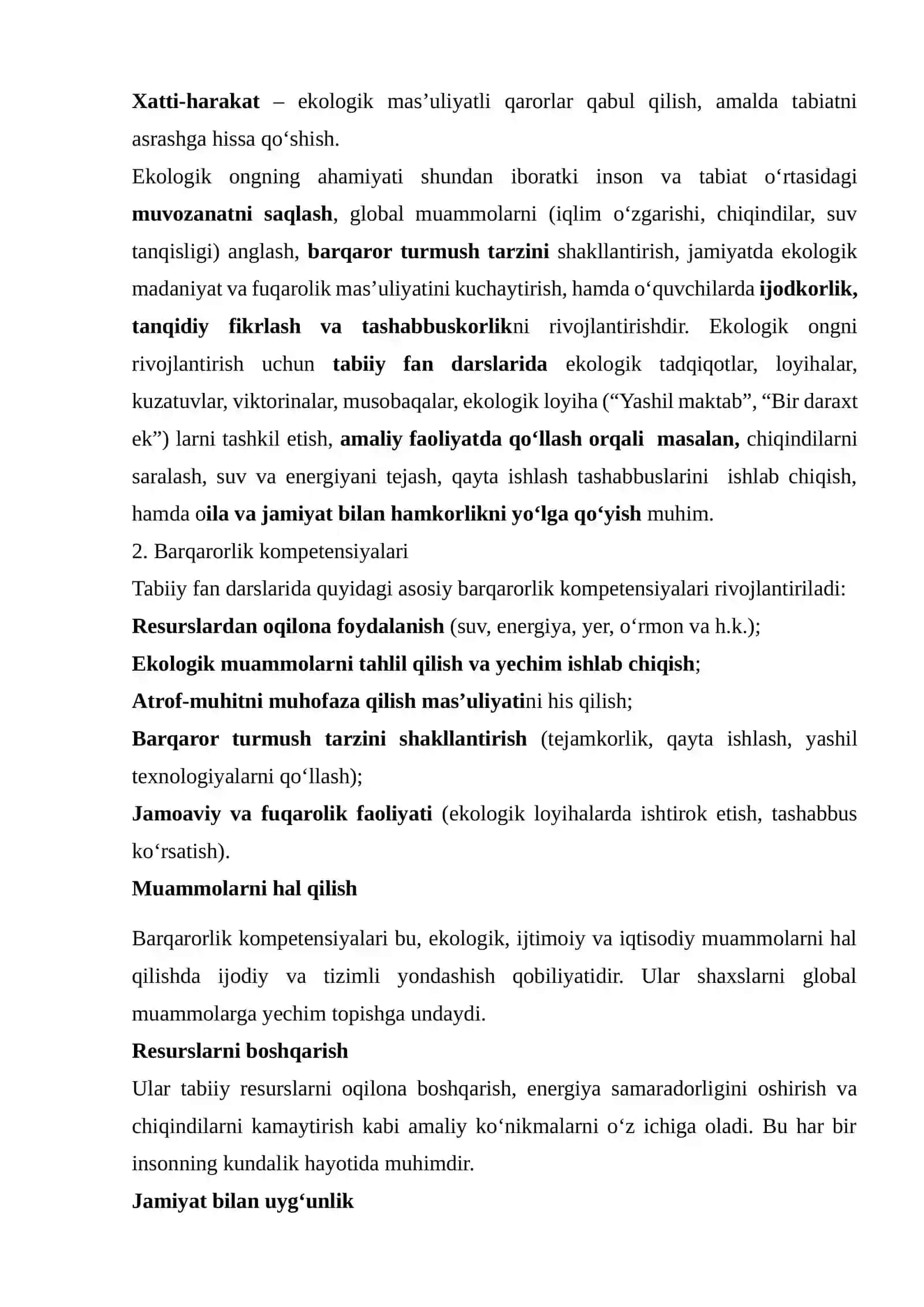 Kun mavzusi: Tabiiy fan darslarida ekologik ong va barqarorlik kompetensiyalarini rivojlantirish 3