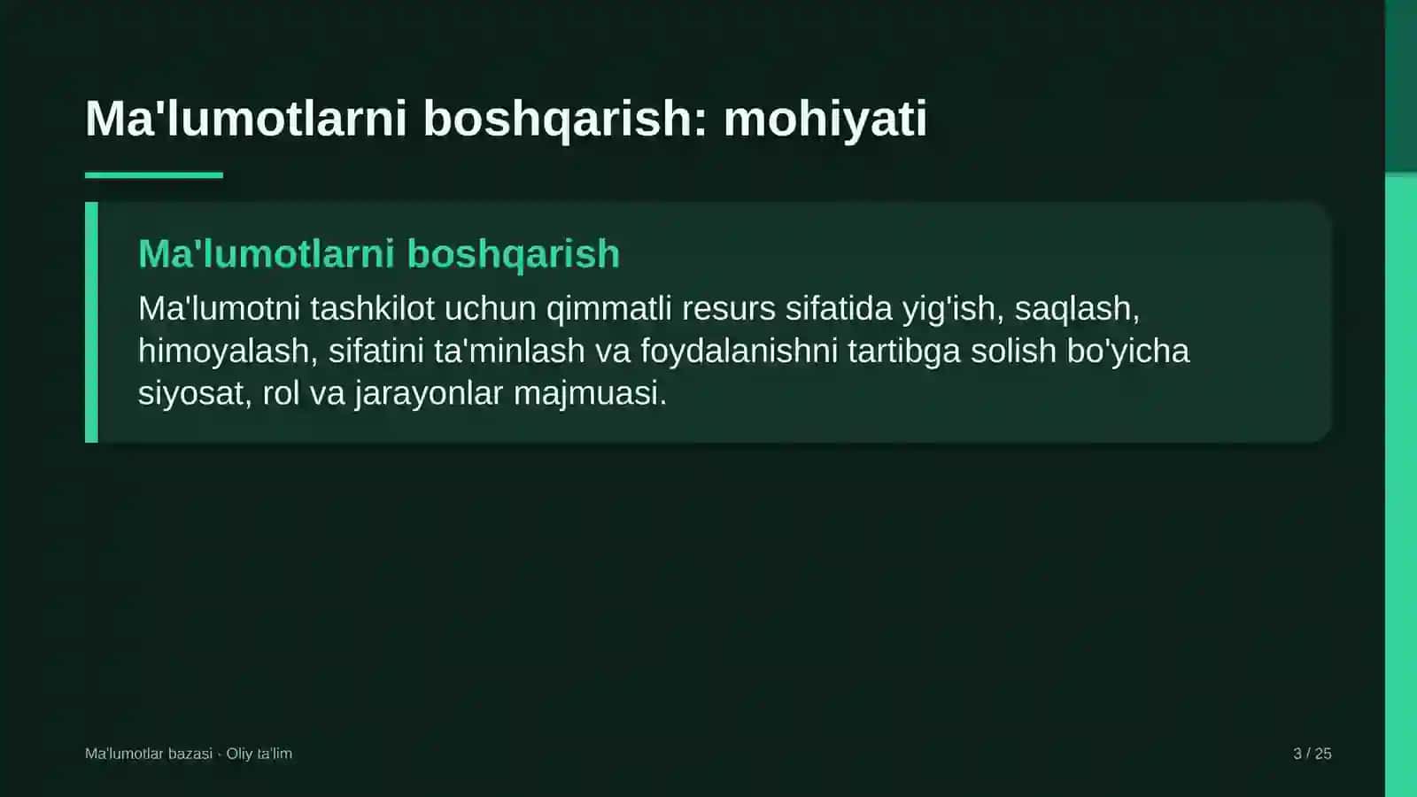 Dam olish maskanlarida ma'lumotlarni boshqarish 3