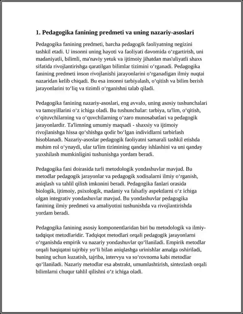 Pedagogika fanining predmeti, tadqiqot metodlari 3