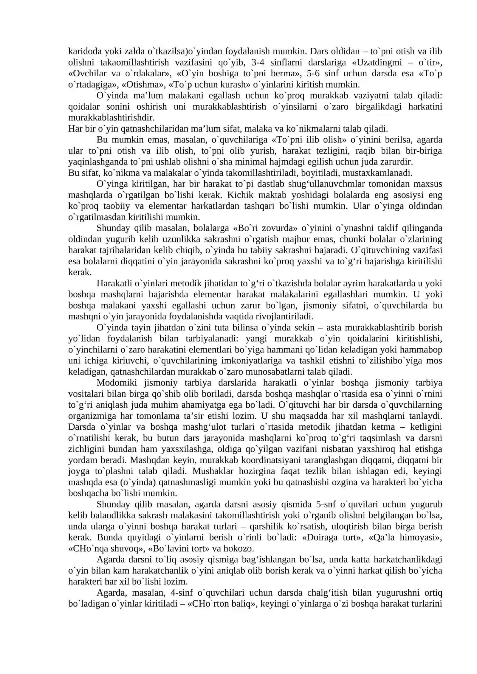 O`zbek bolalar folklor o`yinlarining tavsifi 3