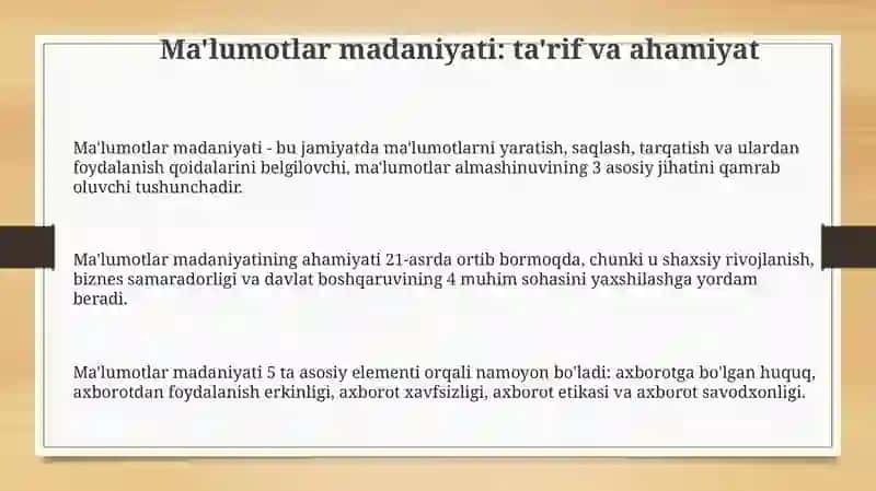 Ma'lumotlar madaniyati 3