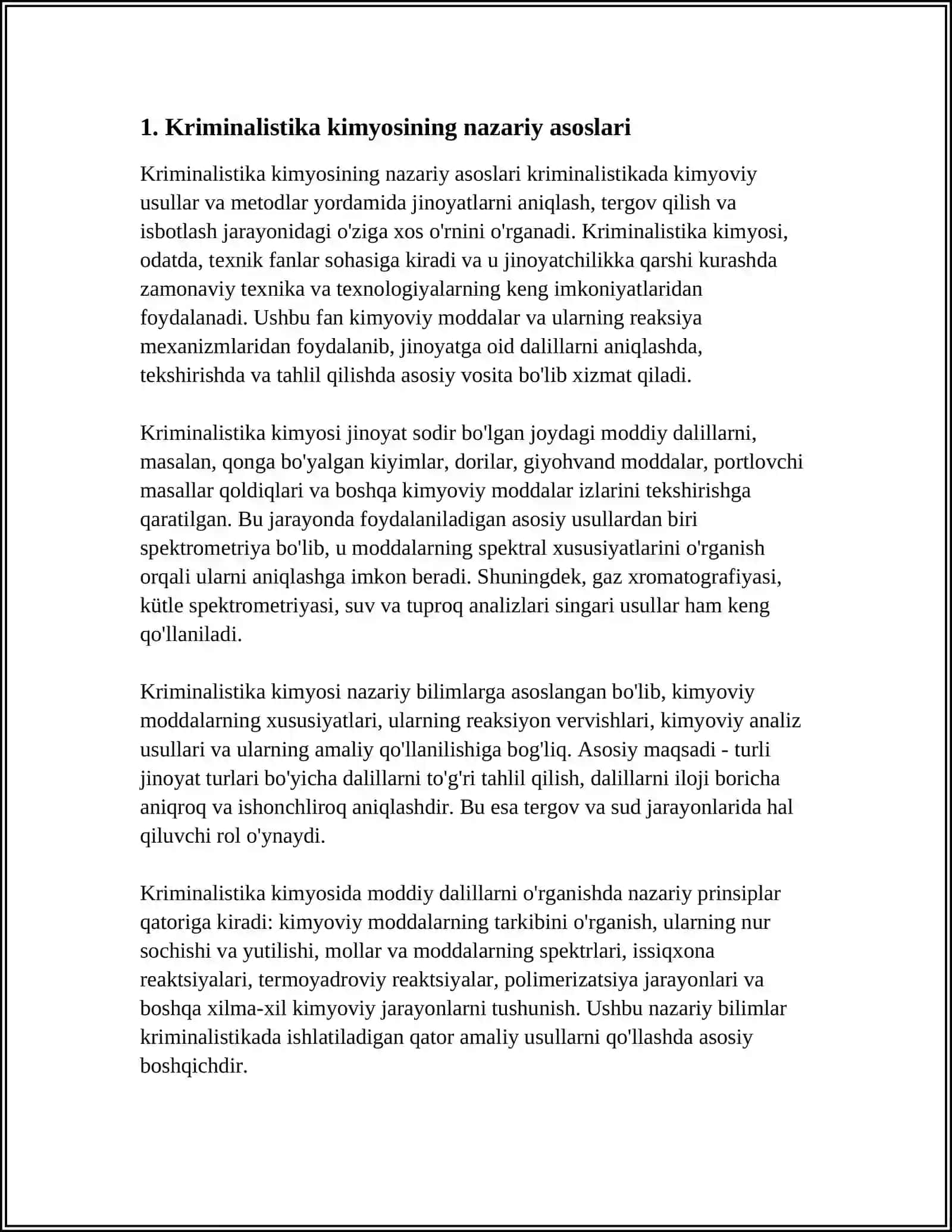 Kriminalistika Kimyoning O'rni 3
