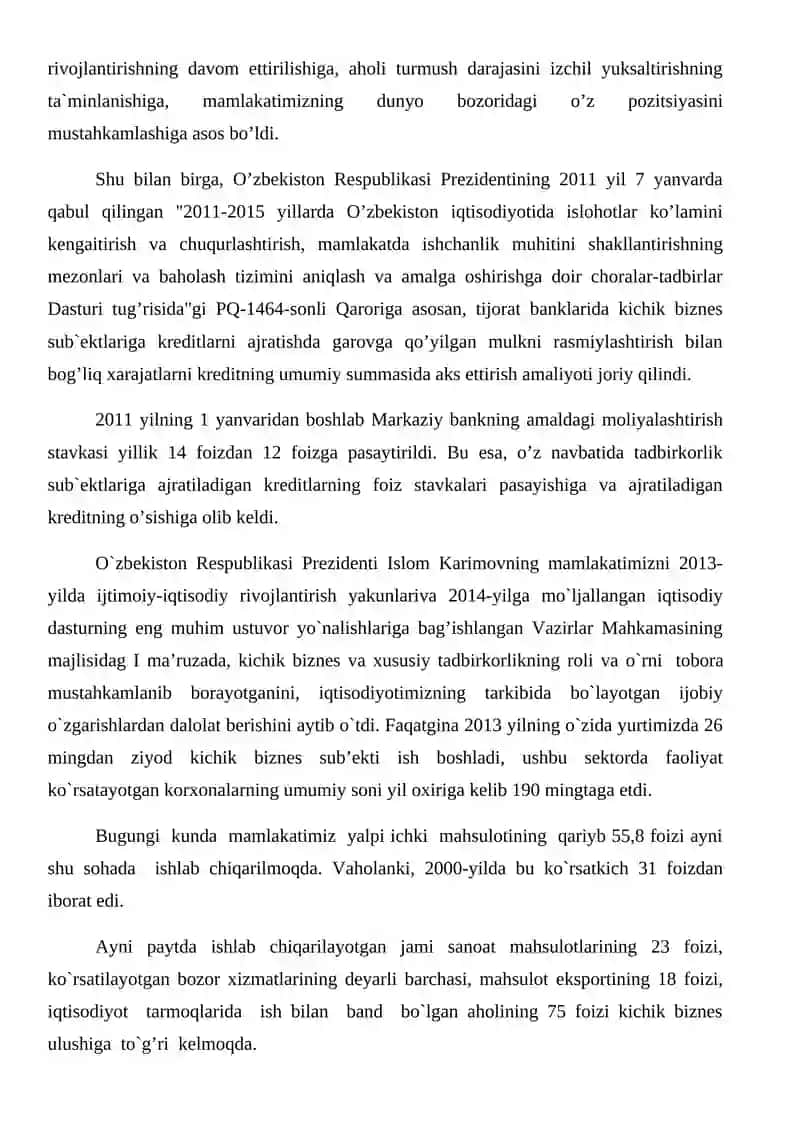 Kichik biznes va xususiy tadbirkorlik faoliyatining aholi daromadlariga ta’sirining o’zgarishi. 3