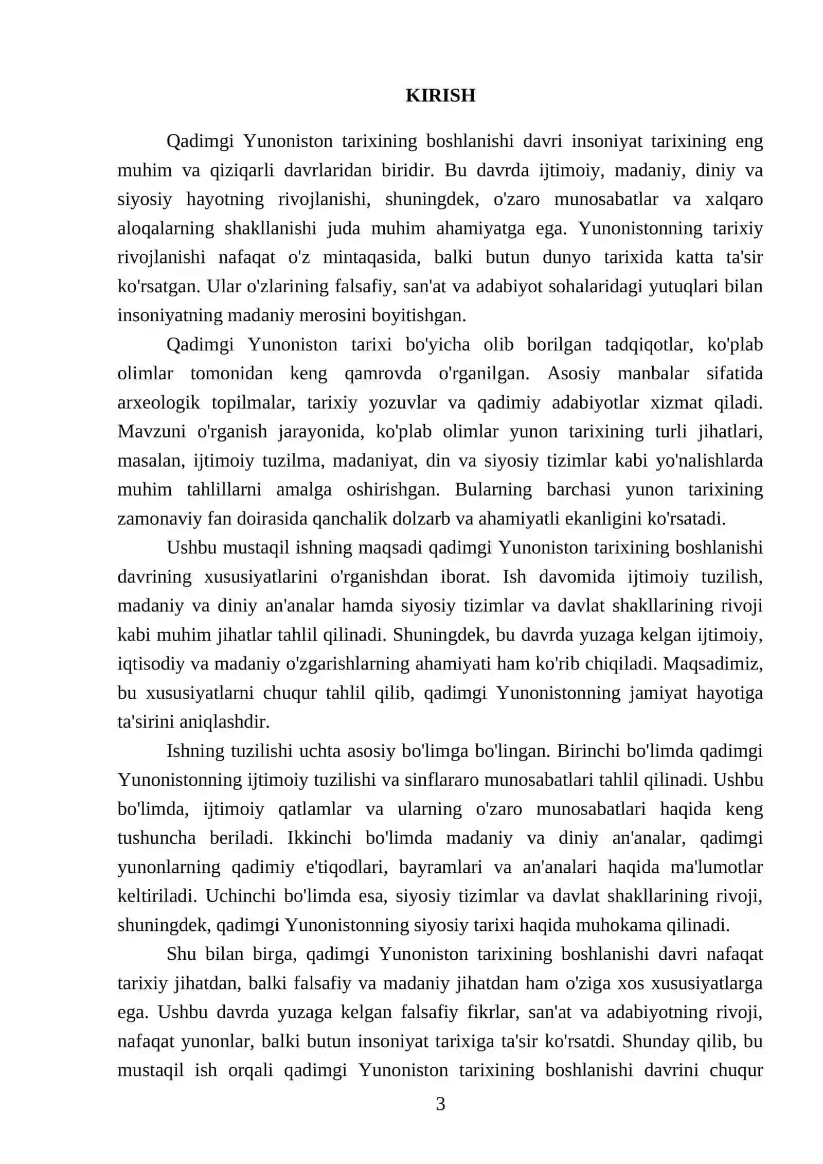 Qadimgi Yunoniston tarixining boshlanishi davri qanday xususiyatlarga ega? 3