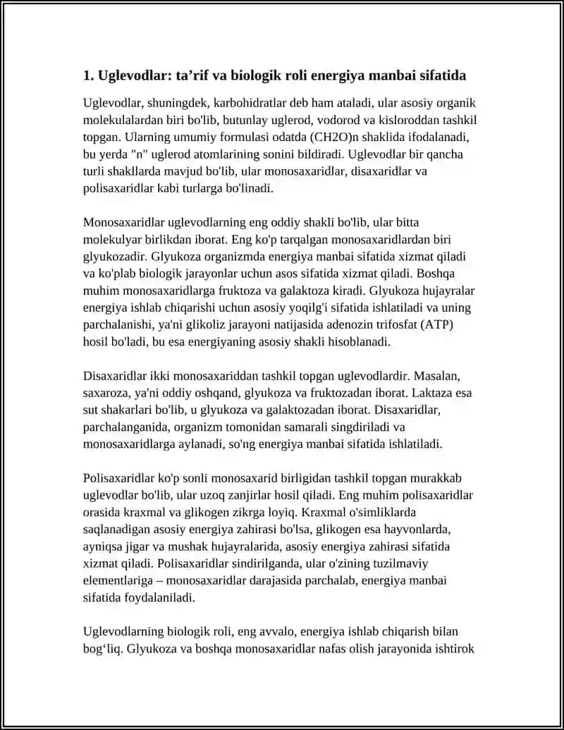 UGLEVODLAR-BIOLOGIK JARAYONLAR ENERGIYA MANBAI SIFATIDA MONO VA PLOSAXARIDLAR 3