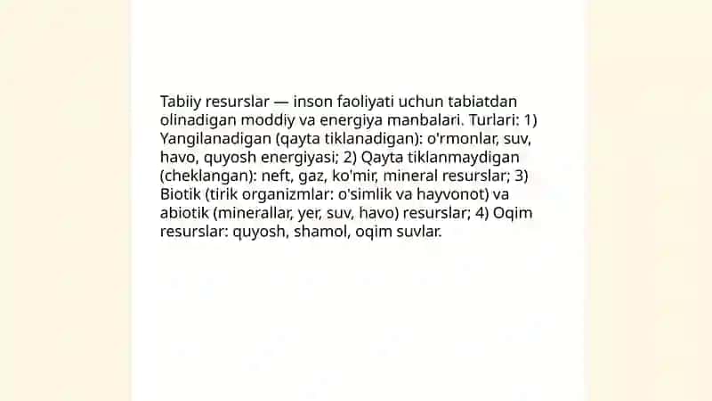 Tabiy resurslar va ulardan oqilona foydalanish 3