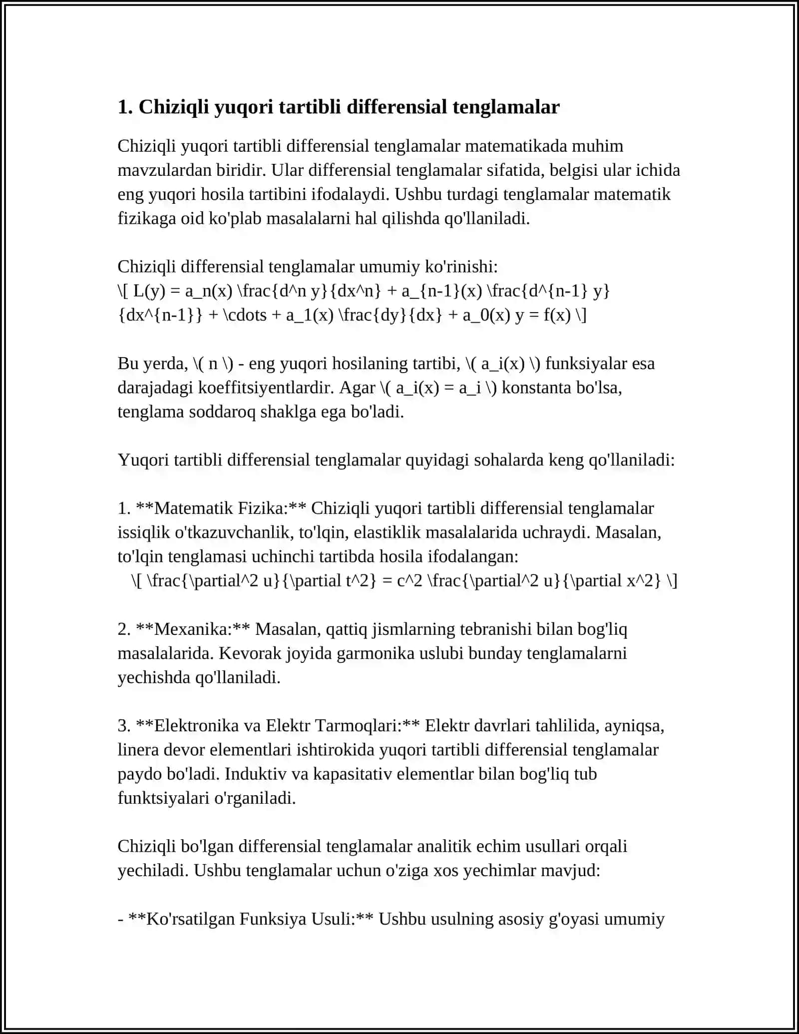 YUQORI TARTIBLI DIFFERENSIAL TENGLAMALAR 3