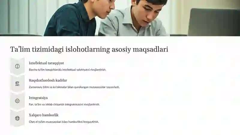 Oʻzbekiston Respublikasi taʼlim sohasida amalga oshirilgan islohatlar 3