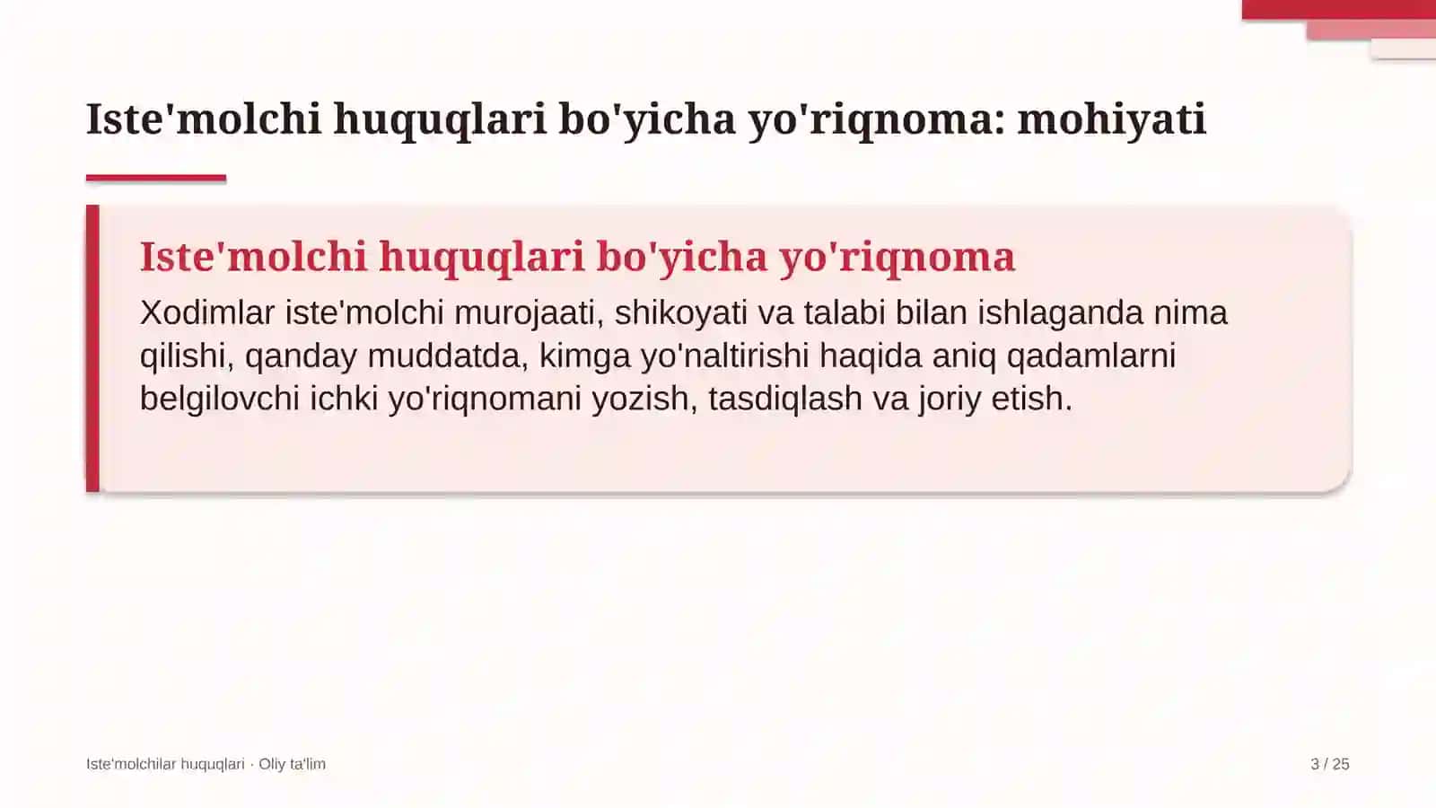 rieltorlik agentliklarida iste'molchilar huquqlari bo'yicha yo'riqnoma ishlab chiqish 9415 3