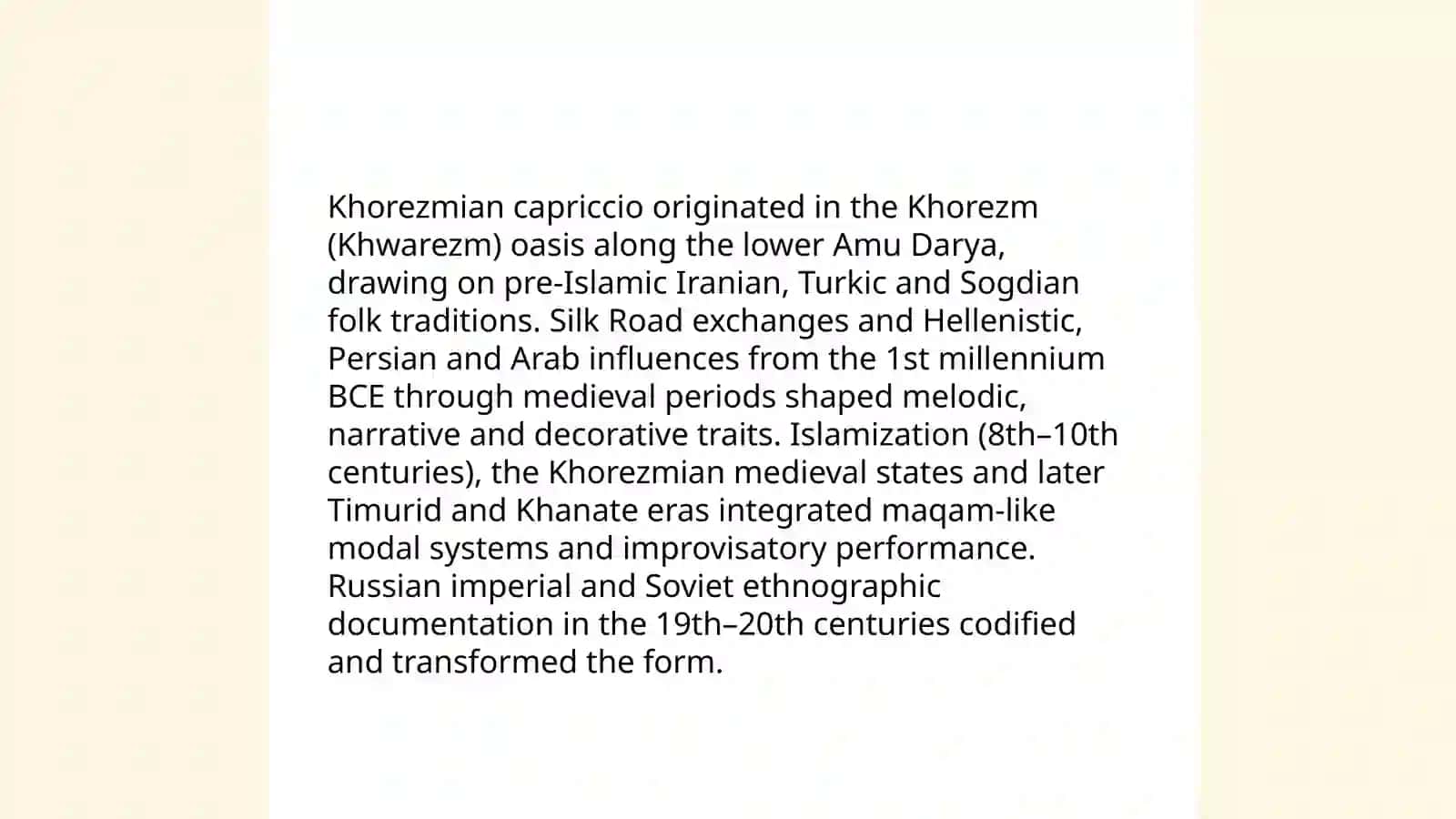 Khorezmian capriccio 3