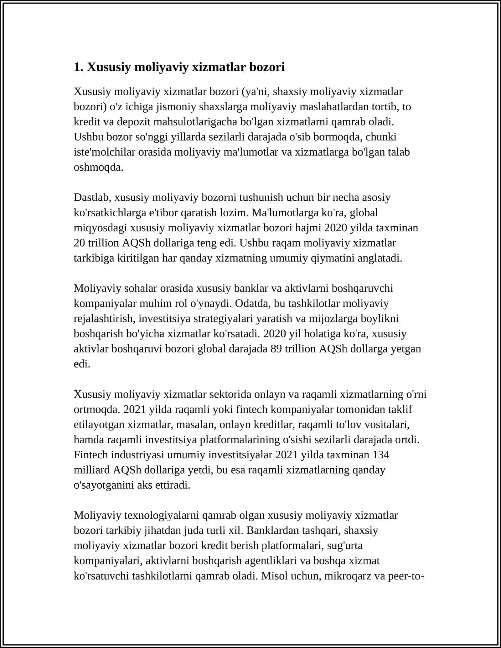 MOLIYA BOZORLARIDA BIZNES TURLARI VA ULARNING RIVOJLANISH HOLATI 3