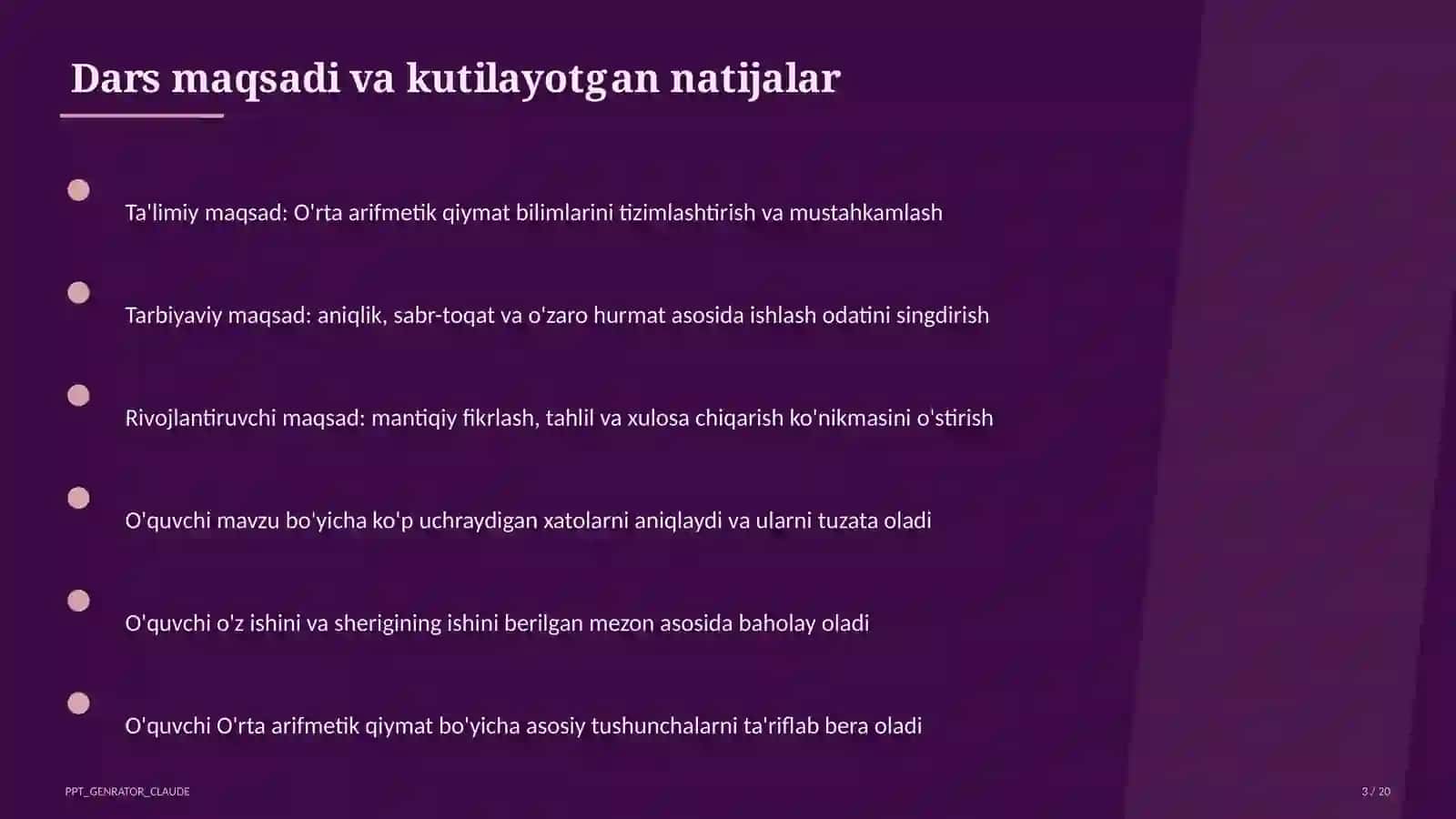 O'rta arifmetik qiymat (5-sinf) 3