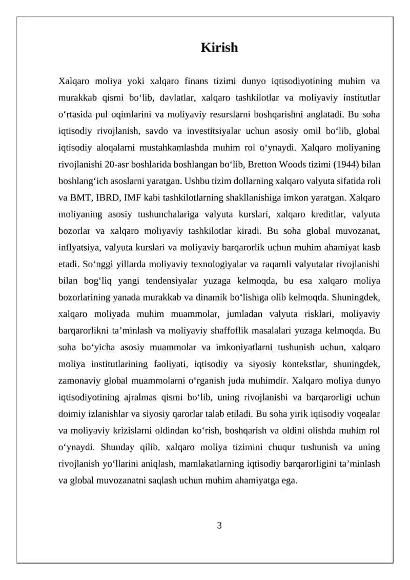 Xalqaro Moliya va Finans Tizimi 3