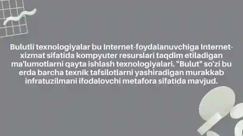 Bulutli texnalogiyalar va ular bilan ishlash 3