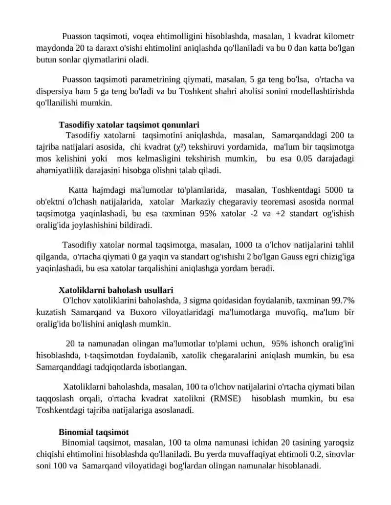 Tasodifiy xatolikning taqsimlanish qonunlari 3