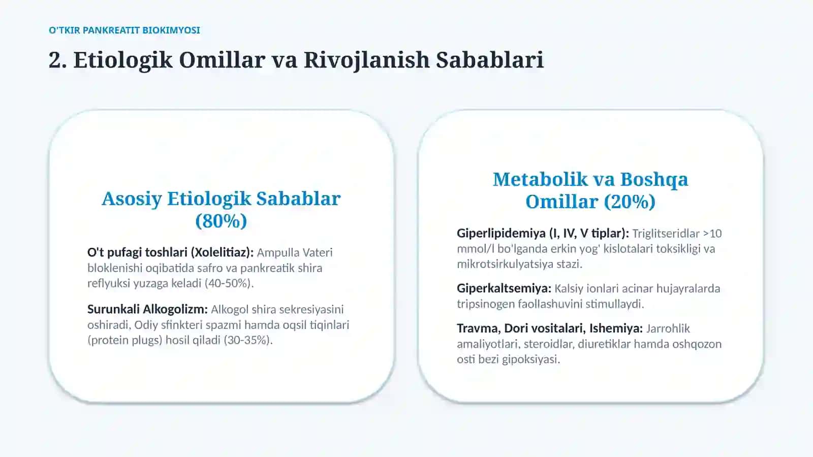 O‘tkir pankreatit: kelib chiqishi va davolashning biokimyoviy asoslari — 15 slayd 3