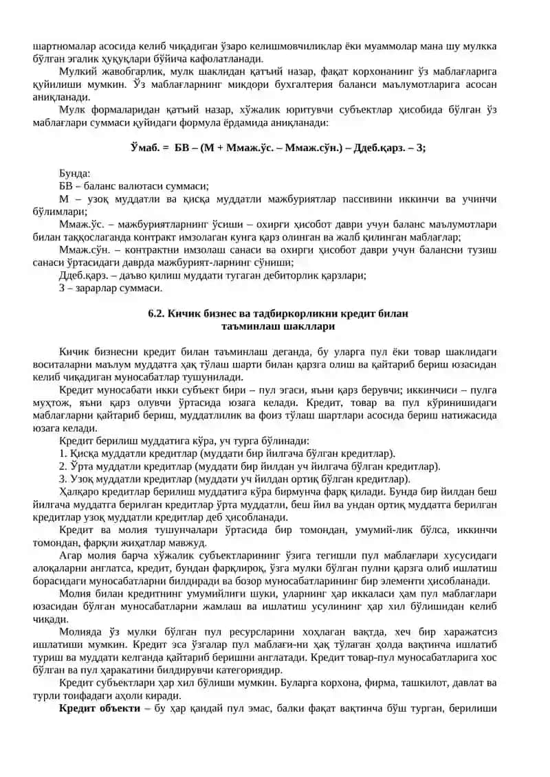 Кичик бизнес ва тадбиркорликнинг молиявий фаолияти 3