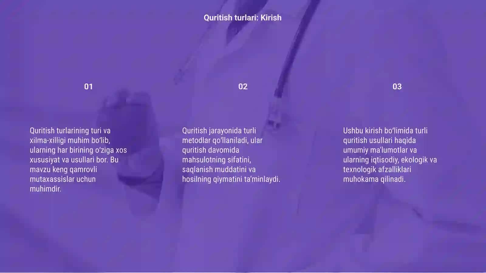 Quritish turlari 3