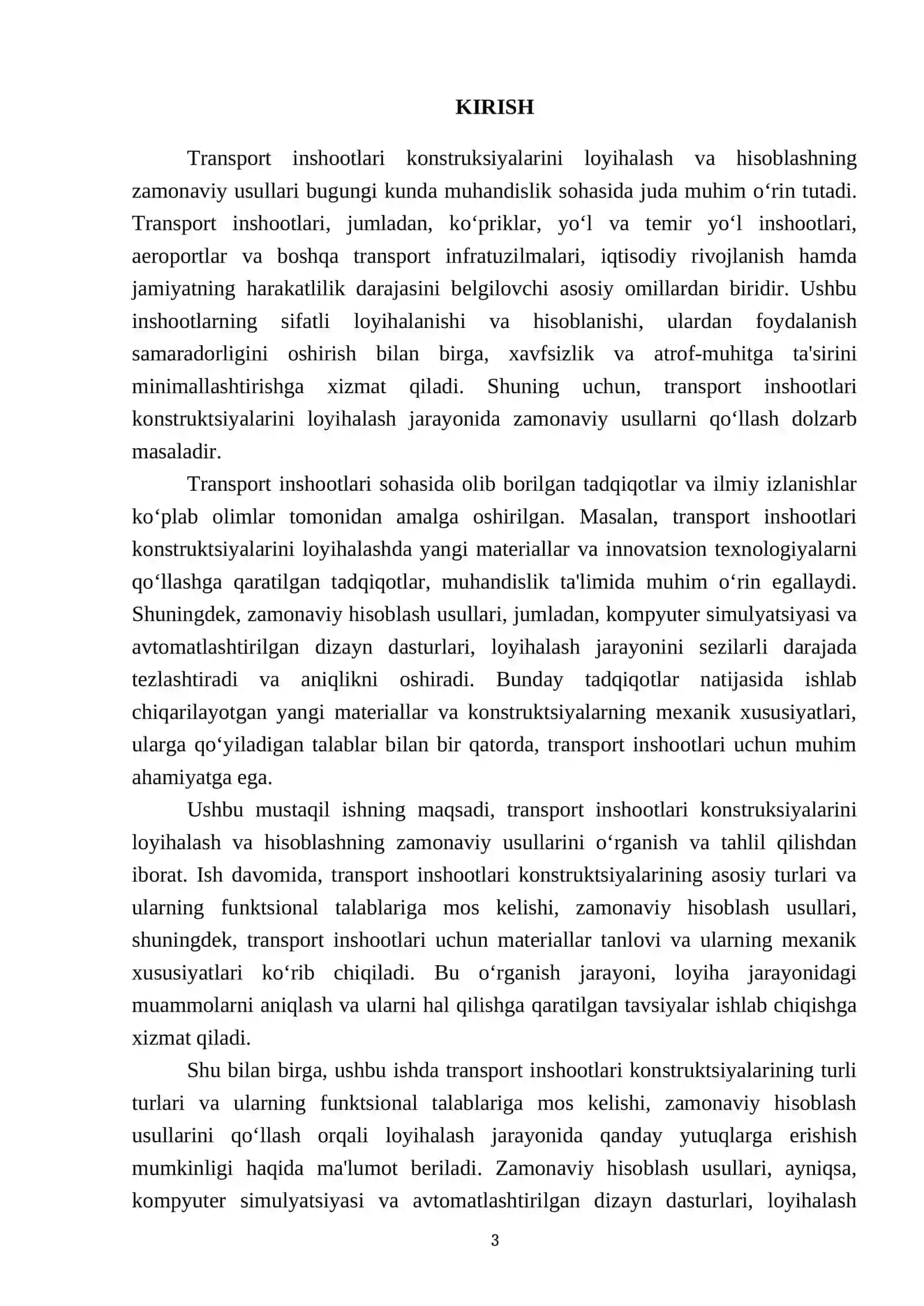 Transport inshootlari konstruksiyalarini loyihalash va hisoblashning zamonaviy usullari 3