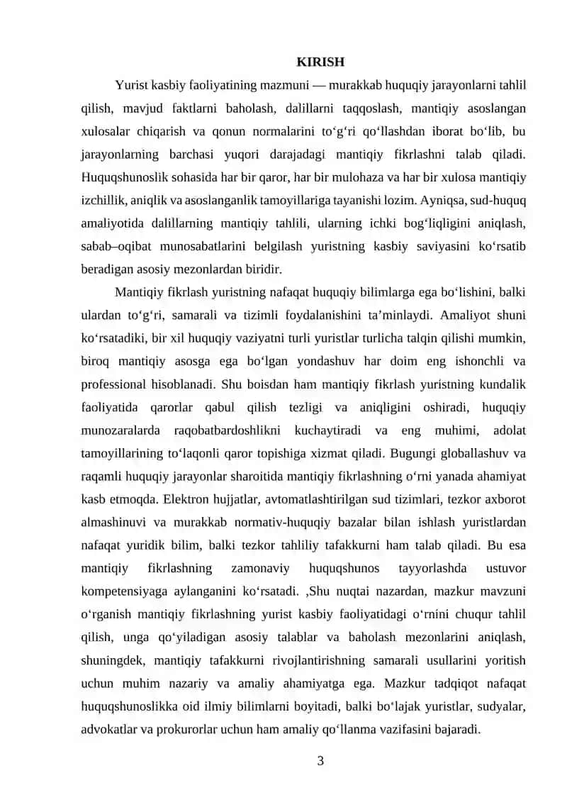 Yurist faoliyatda mantiqiy fikrlashning ahamiyati, talab va mezonlari 3