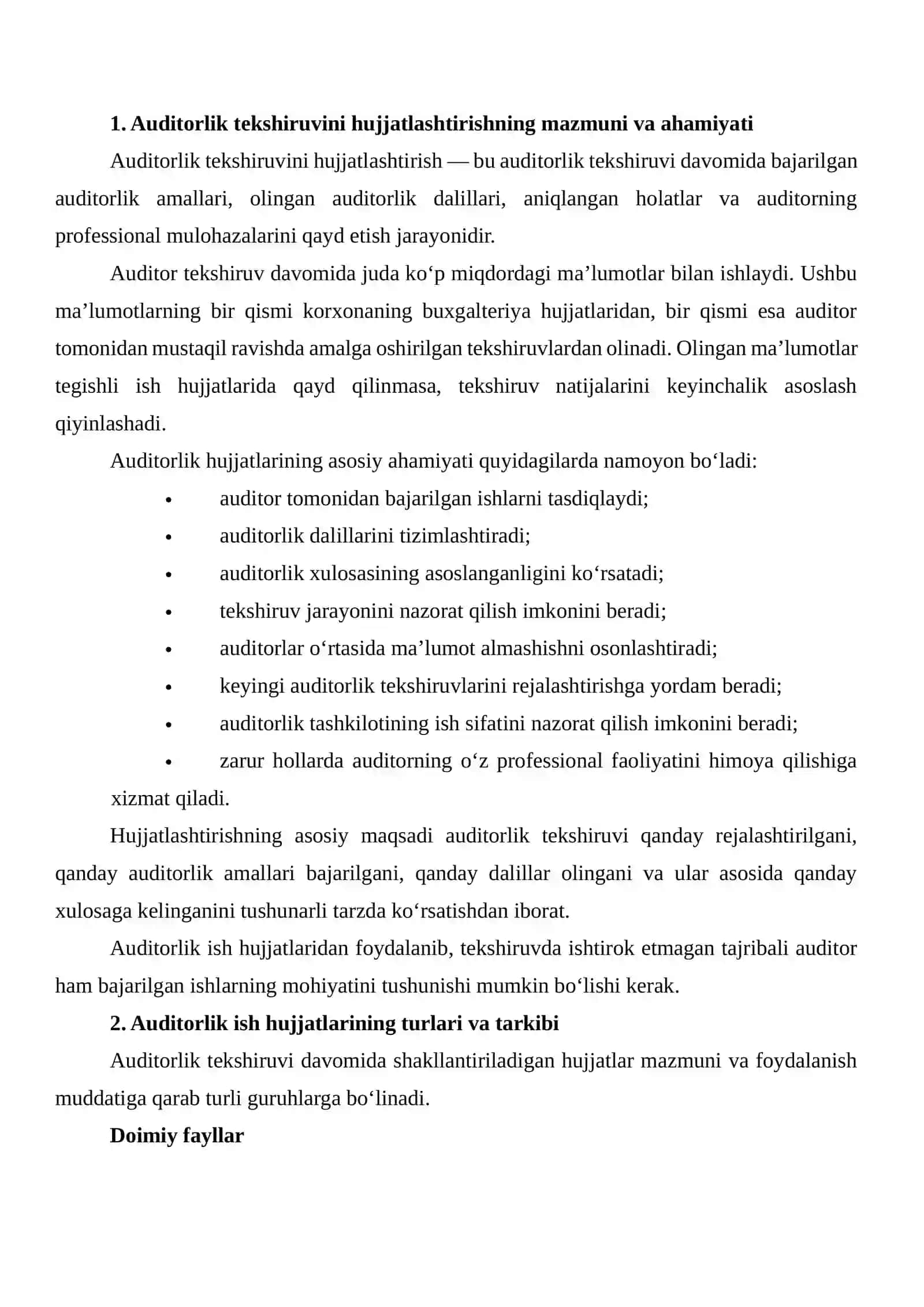 AUDITORLIK TEKSHIRUVINI HUJJATLASHTIRISH 3