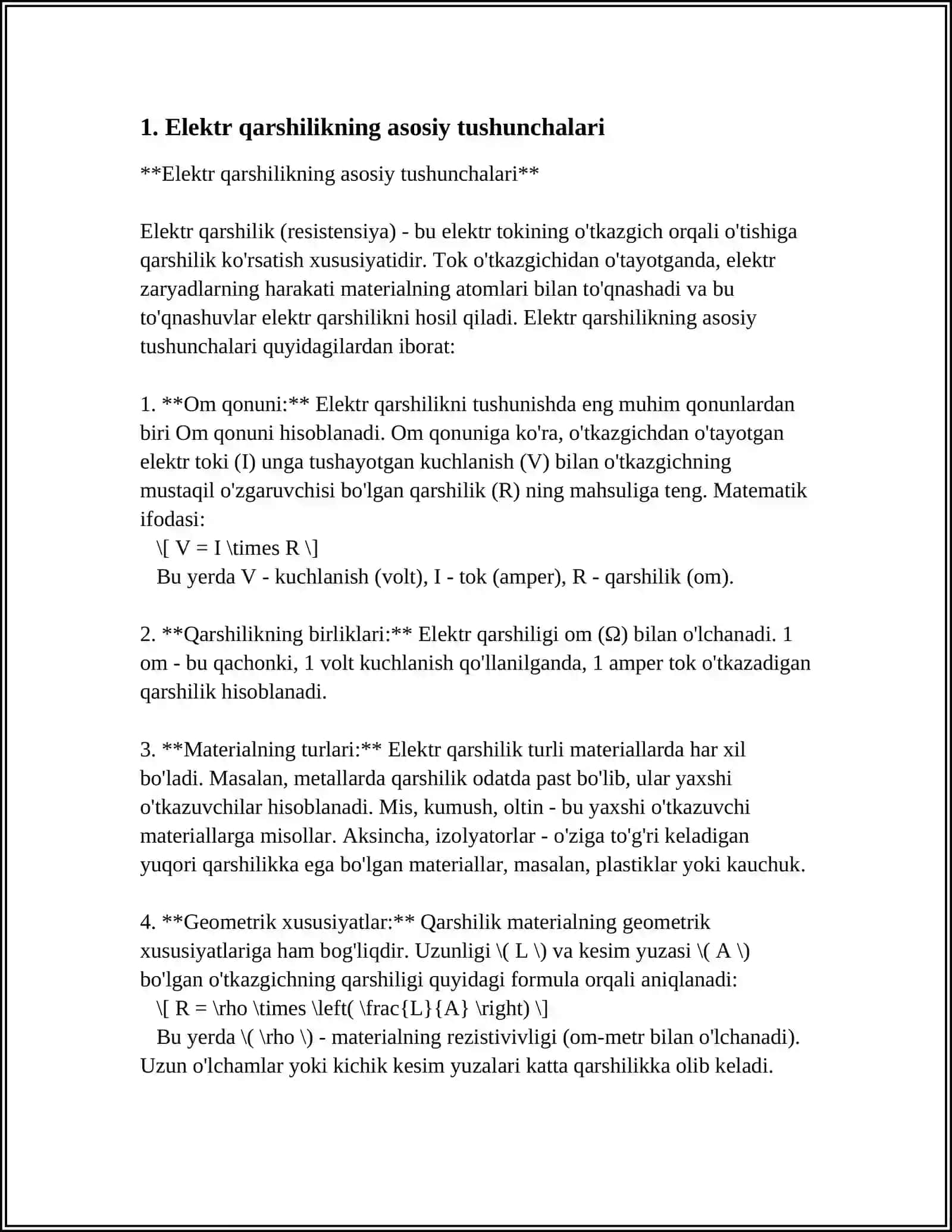 RADIOELEKTRON ZANJIRLARNING ASOSIY ELEMENTLARI (ELEKTR QARSHILIK, KONDENSATORLAR, INDUKTIV G'ALTAK) 3