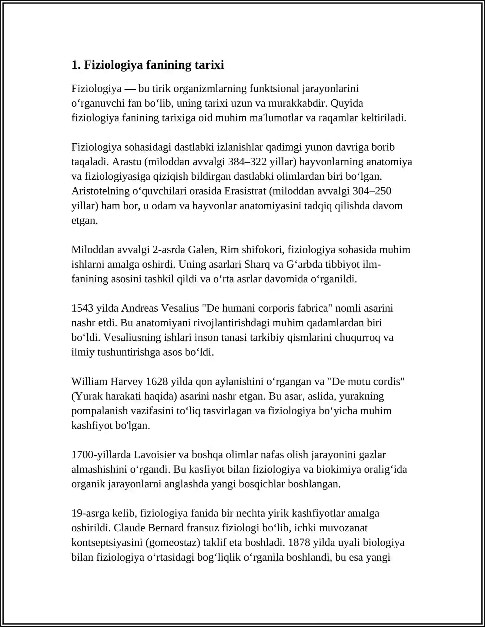 FIZIOLOGIYA FANI, RIVOJLANISHI, TIBBIYOTDA AHAMIYATI. FIZIOLOGIK TEKSHIRUV USULLARI 3
