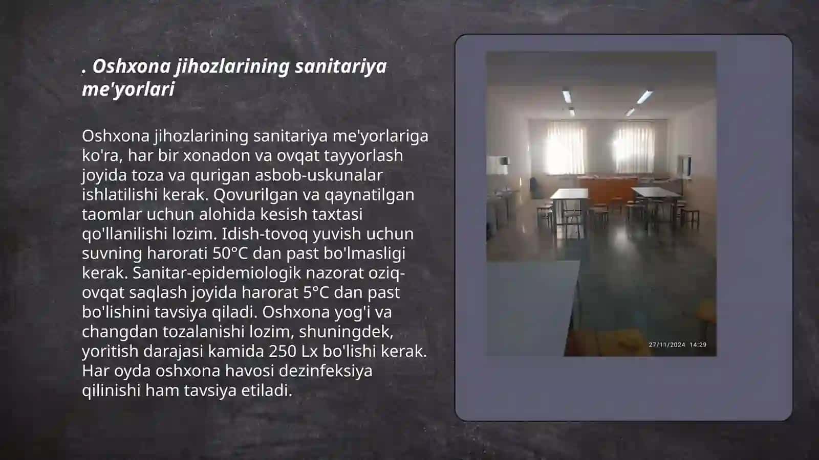 Oshxona jihozlarining sanitariya me'yorlari 3