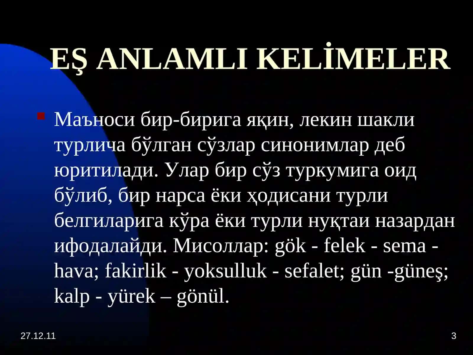 EŞ ANLAMLI KELİMELER 3