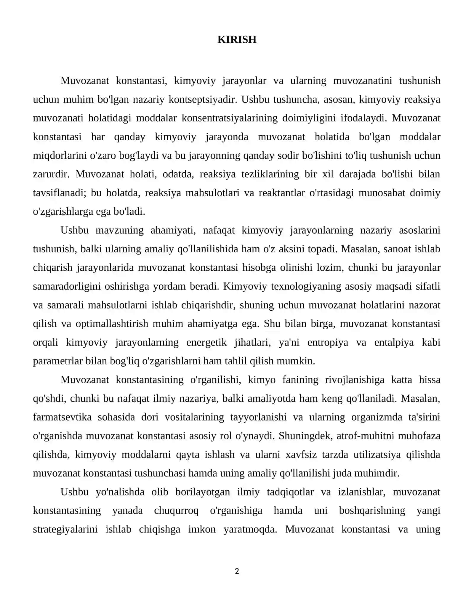 Muvozanat konstantasi 3