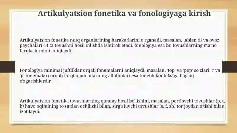 Tilning fonetik fanologik sathi 3